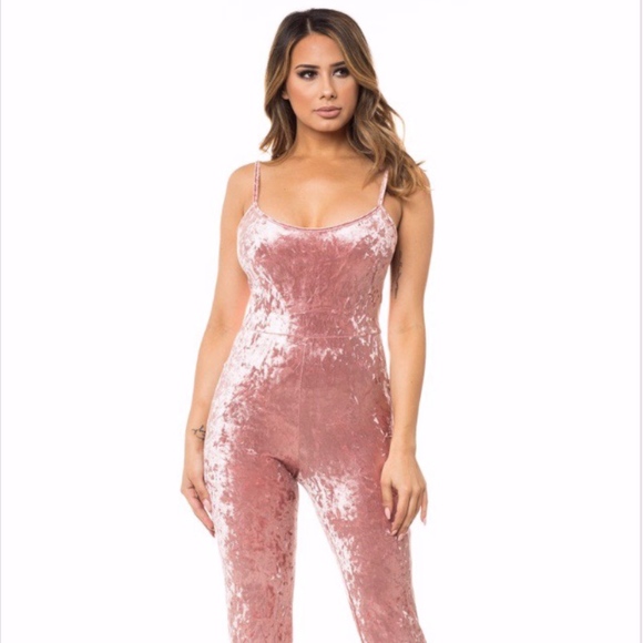 Crushed Velvet One Piece Jumpsuit - Picture 1 of 6